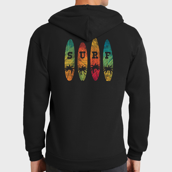 Full zip hoodie back print preview