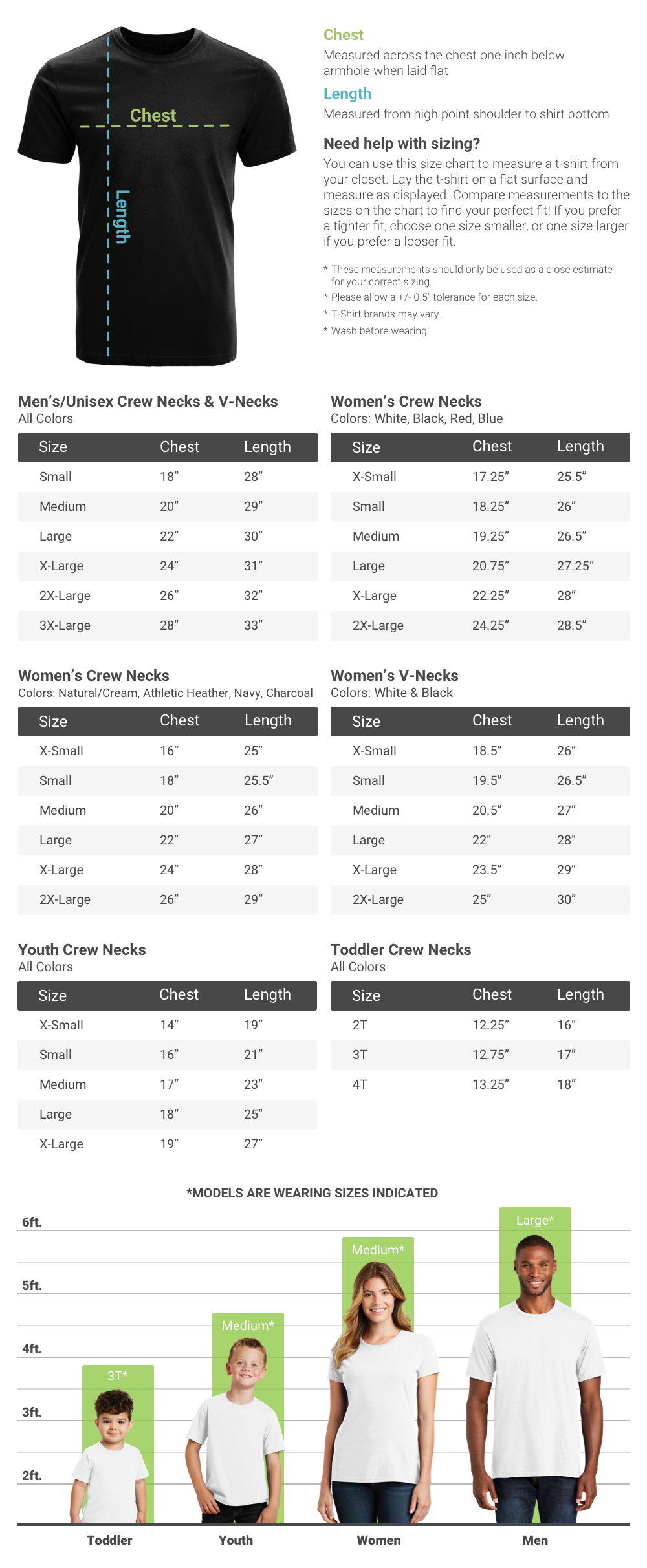 T-Shirt size chart